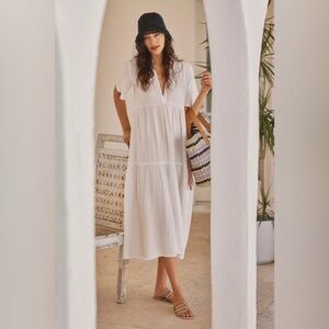 Anthropologie White Gauze Dress